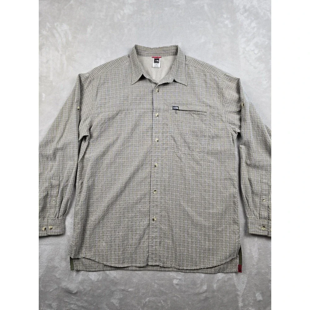 The North Face Button Up Shirt Mens XL Green Plaid‎ Long Sleeve Modal Roll Up